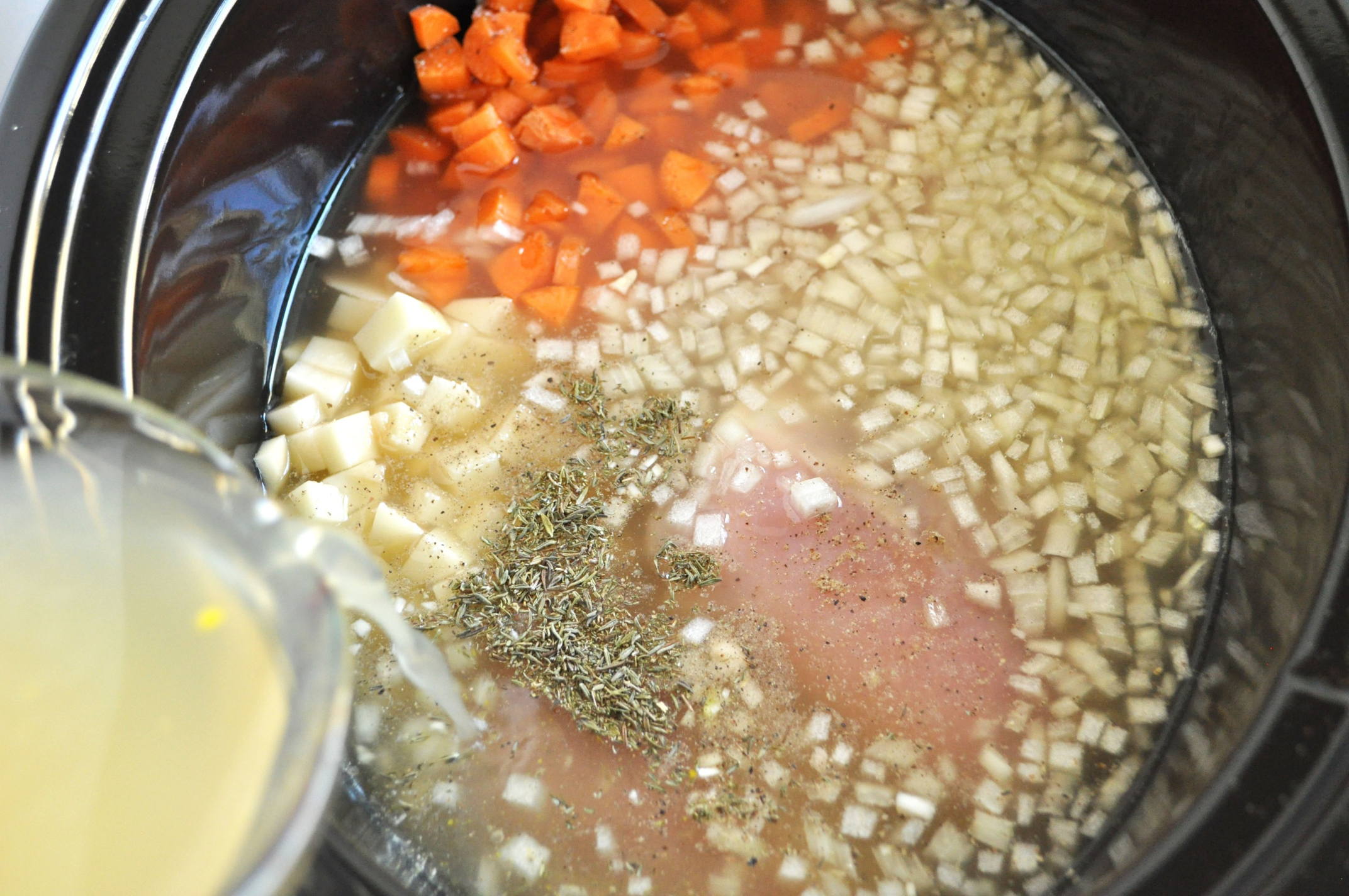 2 Slow Cooker Chicken Pot Pie Soup